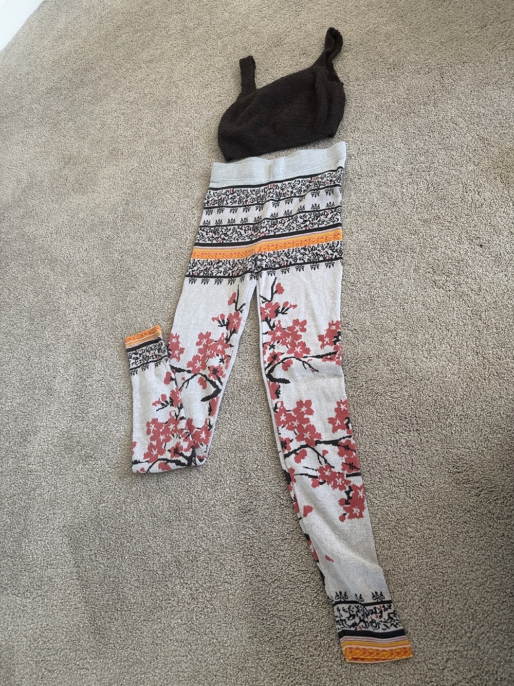 NWOT Free People Floral Cherry Blossom Knit Leggings